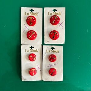 La Mode Red Anchor Buttons Vintage